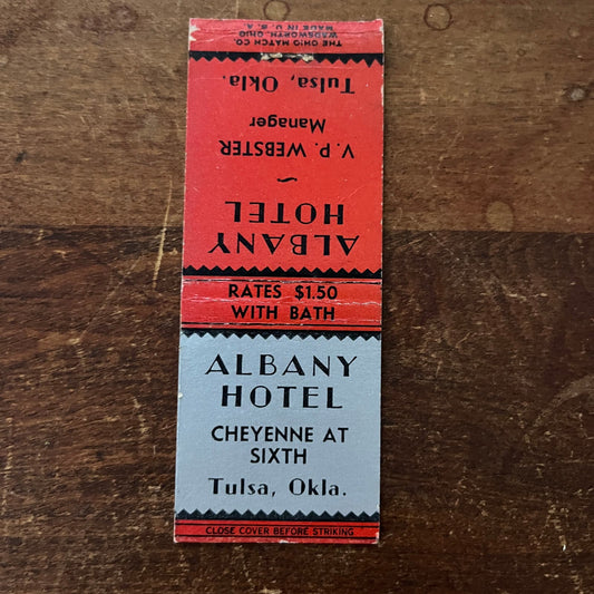 Albany Hotel Tulsa Oklahoma Advertising Matchbook Cover SB3-M2