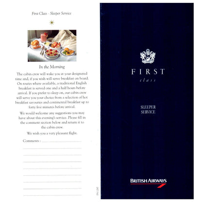 1980s British Airways First Class Sleeper Service Travel Brochure SE4