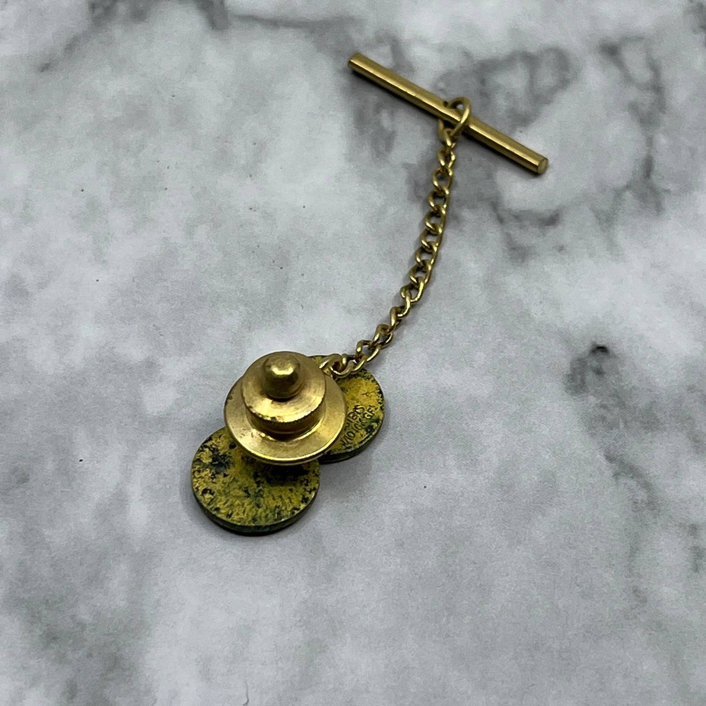 Vintage "G" 50 Year Club Black Enamel 10k Gold Filled Pin Tie Tack Jostens SA2
