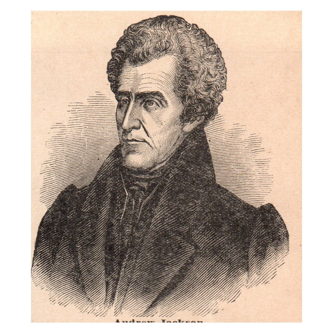 President Andrew Jackson Portrait 3x3.5" Original Engraving 1899 AK3-7