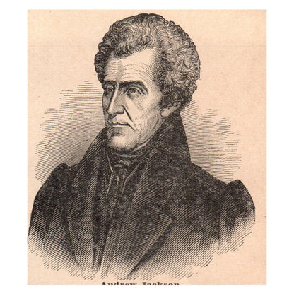 President Andrew Jackson Portrait 3x3.5" Original Engraving 1899 AK3-7