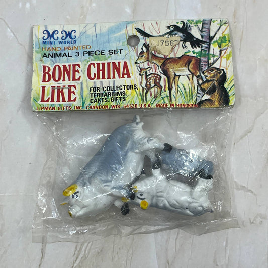 Vintage Lipman Gifts 3-PIECE PIG SET Bone China-Like Figurines NOS Sealed TC5-S1