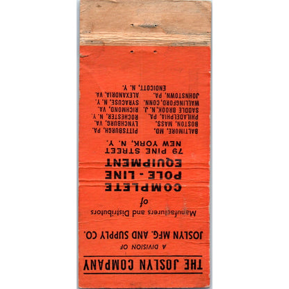 The Joslyn Company New York Advertising Matchbook Cover MM10-3