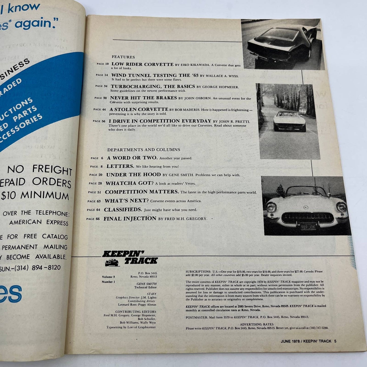 1978 June Keepin' Track Magazine '63 Corvette Wind Tunnel Testing TG1