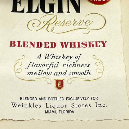 Elgin Reserve Whiskey Label Set of 2 Weinkles Liquor Stores Miami FL