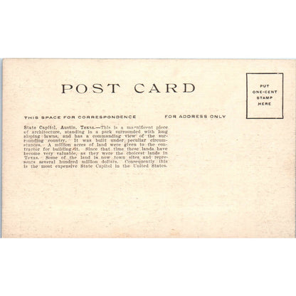 State Capitol Austin TX c1910 Original Postcard TK1-24