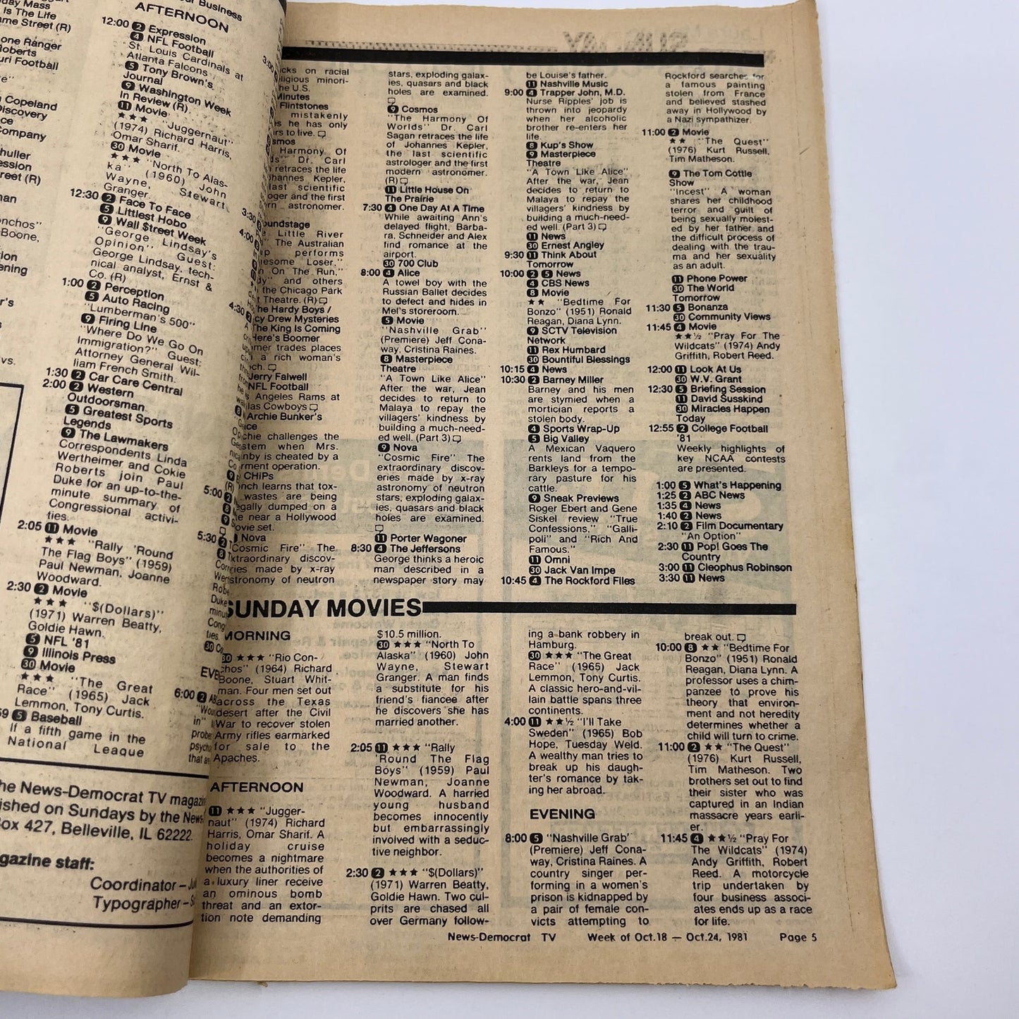 1981 Oct 18 Bellville IL News-Democrat TV List Barnard Hughes & Elaine Joyce A18