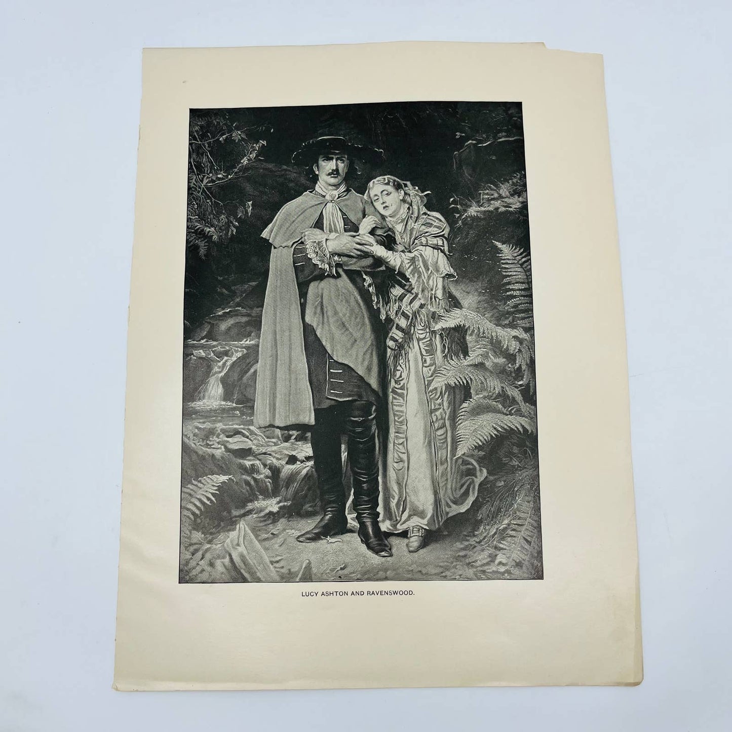 1880s Victorian Art Print Engraving LUCY ASHTON & RAVENSWOOD Sir Everett Millais