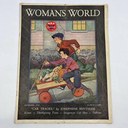 1933 Nov Women's World Magazine Miriam Story Hurford Art Boys Thanksgiving TI4