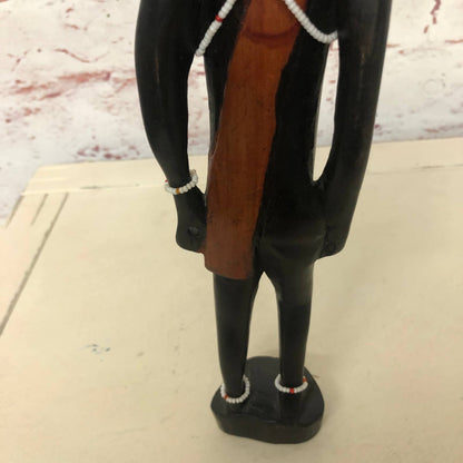 Vtg Hand Carved Wood Tribal Tiki Man African Art Statue Sculpture Black 12" TH7