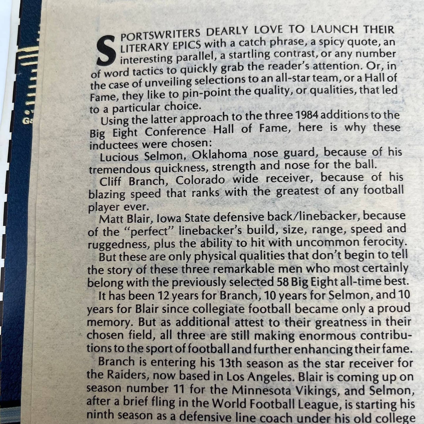 1984 Big Eight Football Special Magazine Close Race Favors Cornhuskers TH7