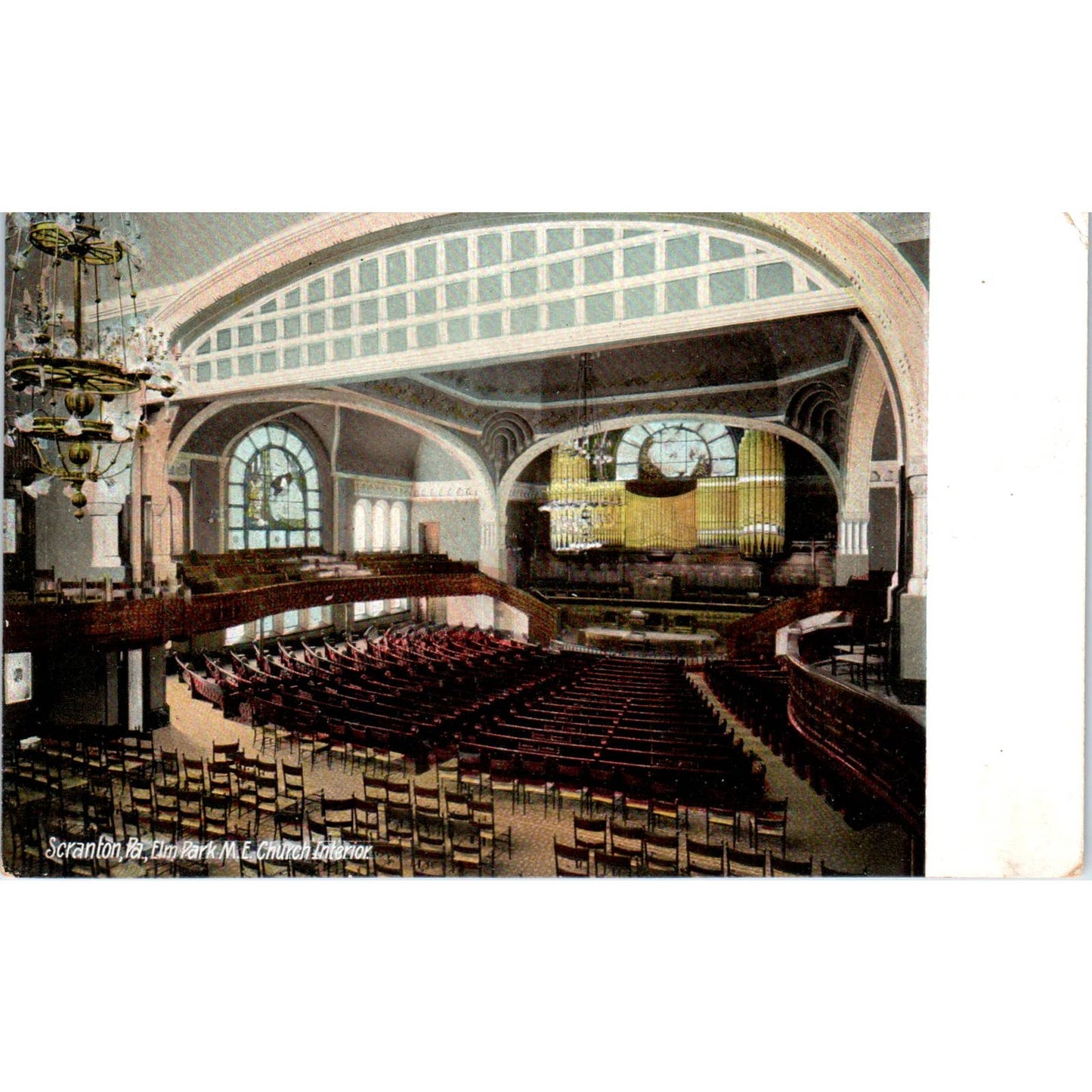 1907 Postcard Elm Park M.E. Church Interior Scranton PA TD9-P1