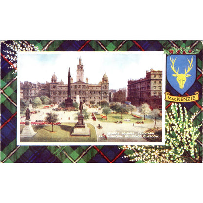 George Square Cenotaph & Municipal Bldg Glasgow Scotland - Postcard TJ9-P1