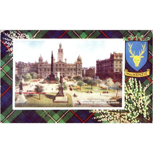 George Square Cenotaph & Municipal Bldg Glasgow Scotland - Postcard TJ9-P1