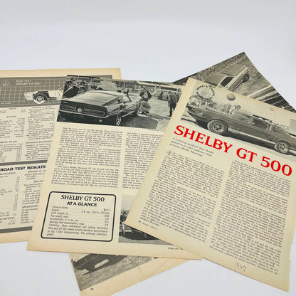 1967 Lot of Shelby GT 500 & Ford Mustang Fastback Filly Magazine Clippings BA1