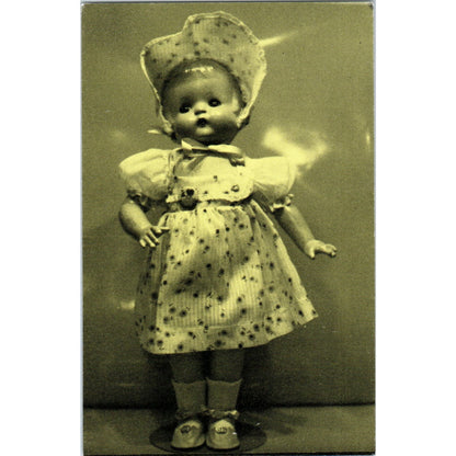 Baby Doll With Dress and Bonnet Green Tone Original Postcard PB7