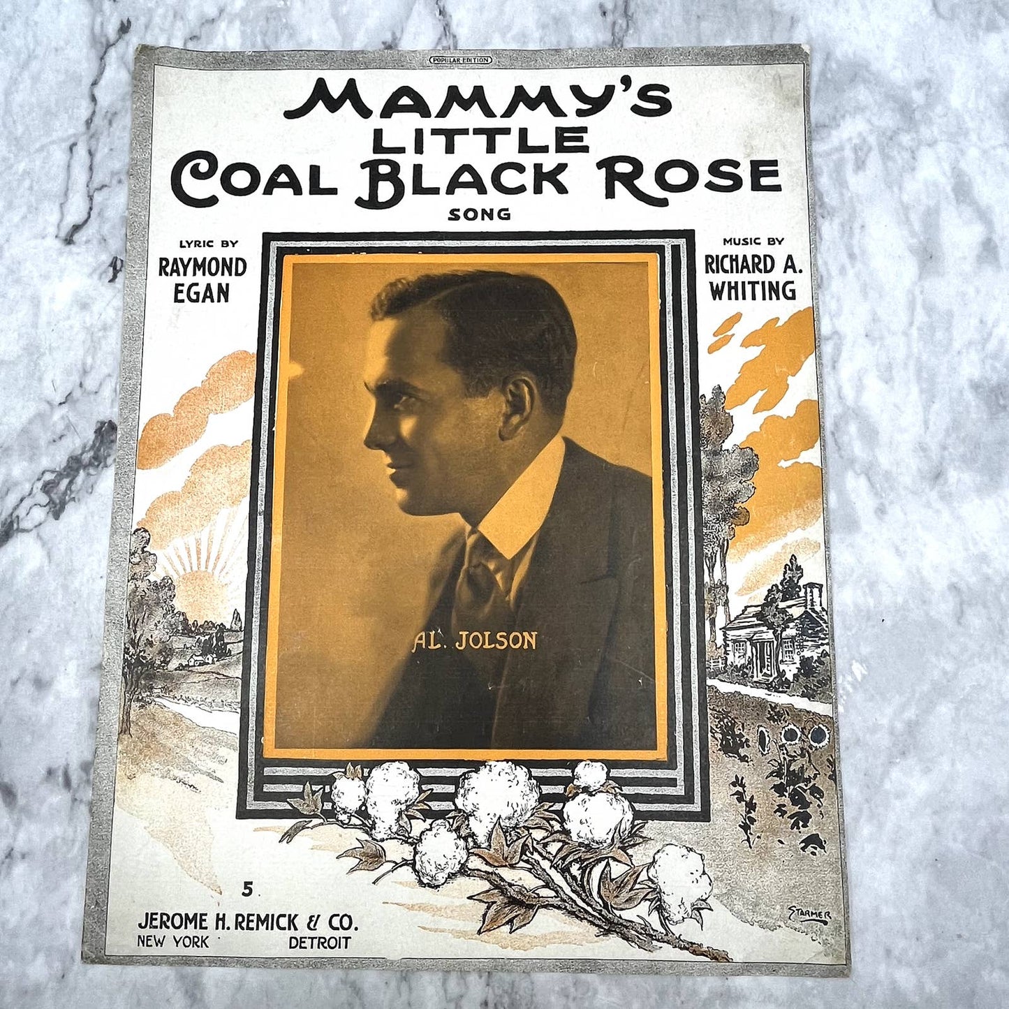 Mammy's Little Coal Black Rose Al Jolson Whiting 1916 Sheet Music TK2-SM2