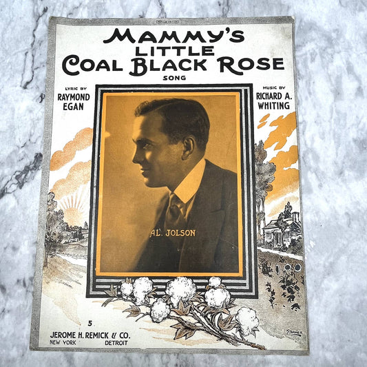 Mammy's Little Coal Black Rose Al Jolson Whiting 1916 Sheet Music TK2-SM2