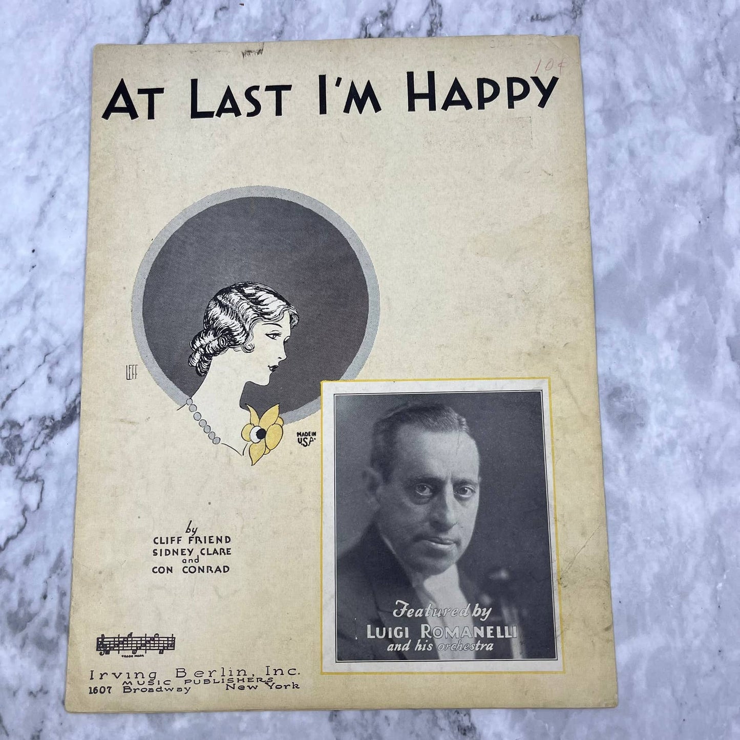 1930 Irving Berlin Luigi Romanelli At last I'm happy sheet music TJ4