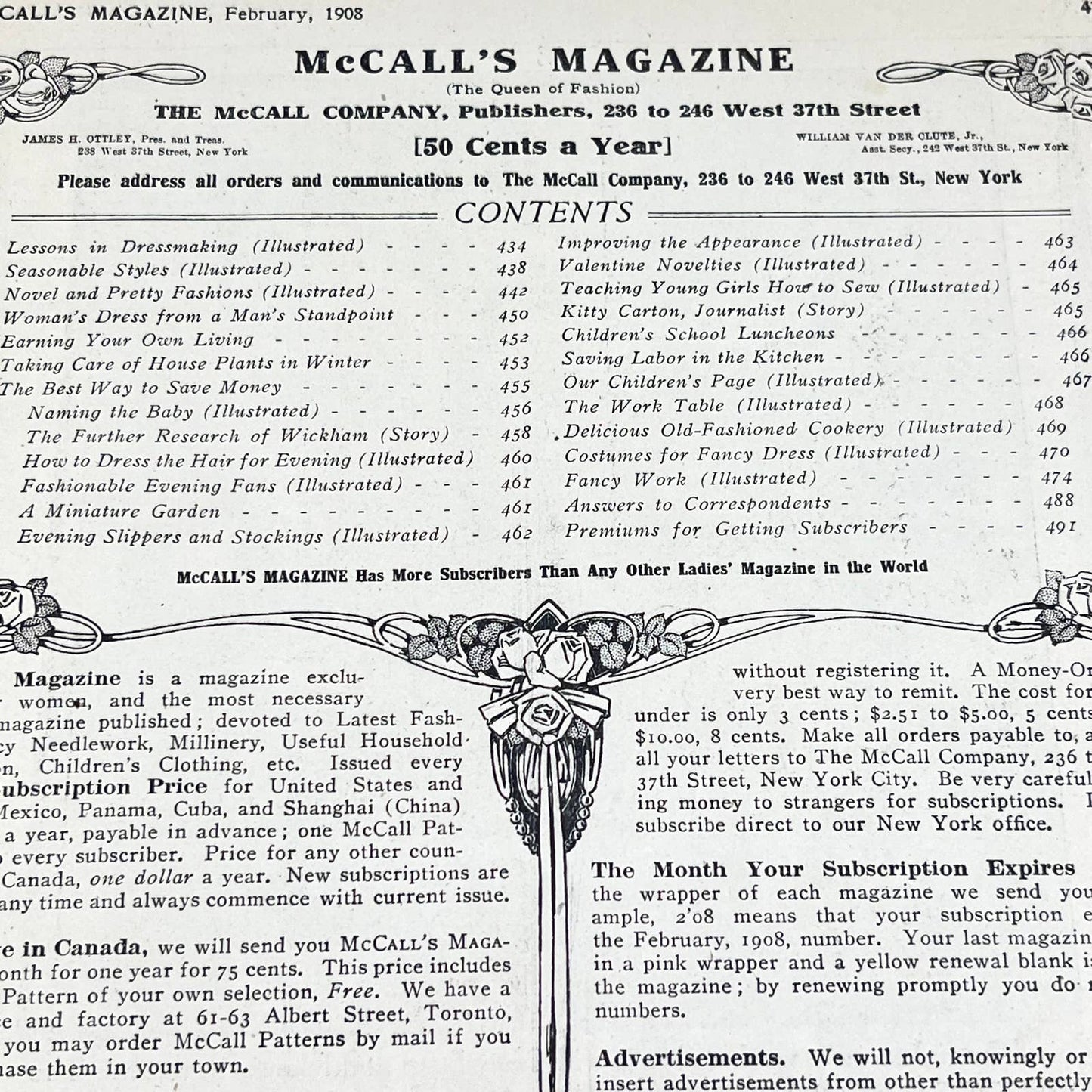McCall's Magazine February 1908  Victorian Fashion Dressmaking TF7