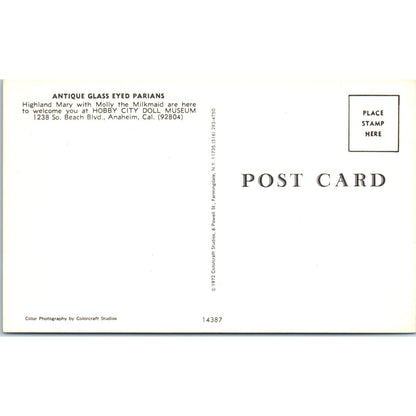 Glass Eyed Parians Dolls Hobby City Doll Museum Anaheim Original Postcard PB6