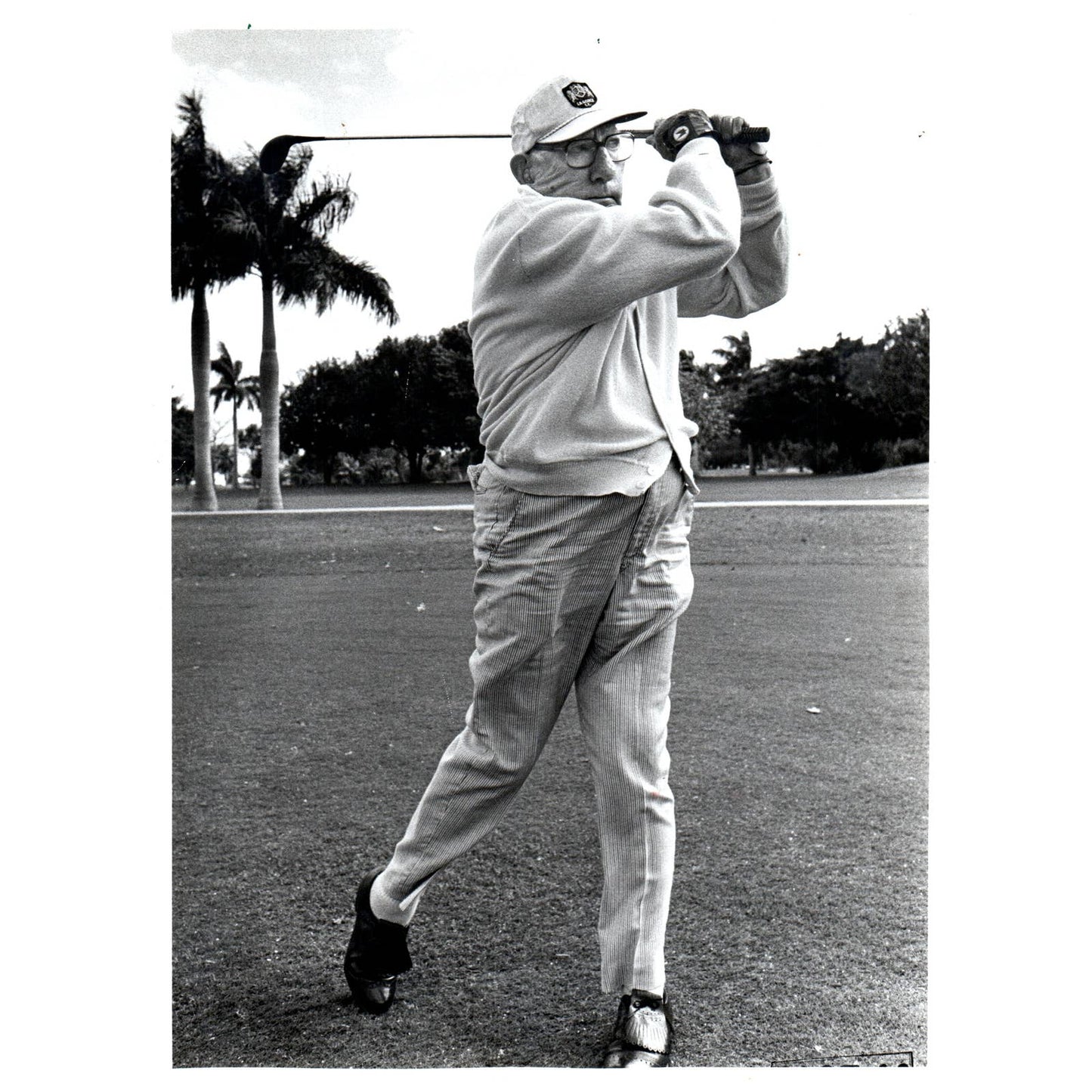 1983 Original Press Photo Golf Claude Pepper Swings at La Gorce 8x10" AD2