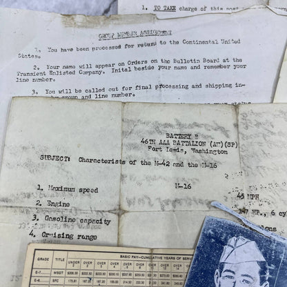 1950s Army Soldier Papers Lot 46th & 50th AAA BN AW SP APO 358 Ft. Lewis TH1