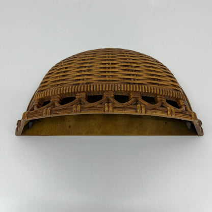 Vintage 1978 Boho Homco Faux Bamboo Rattan Wicker Wall Basket 10” TB3