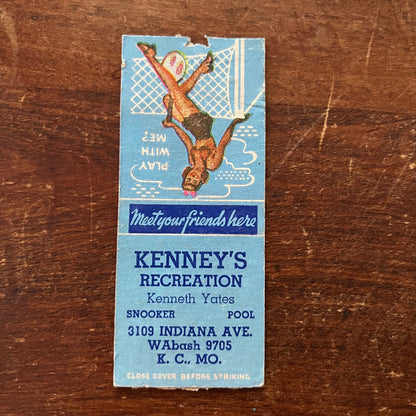 Kenny's Recreation Kansas City MO PINUP Advertising Matchbook Cover SA9-M12