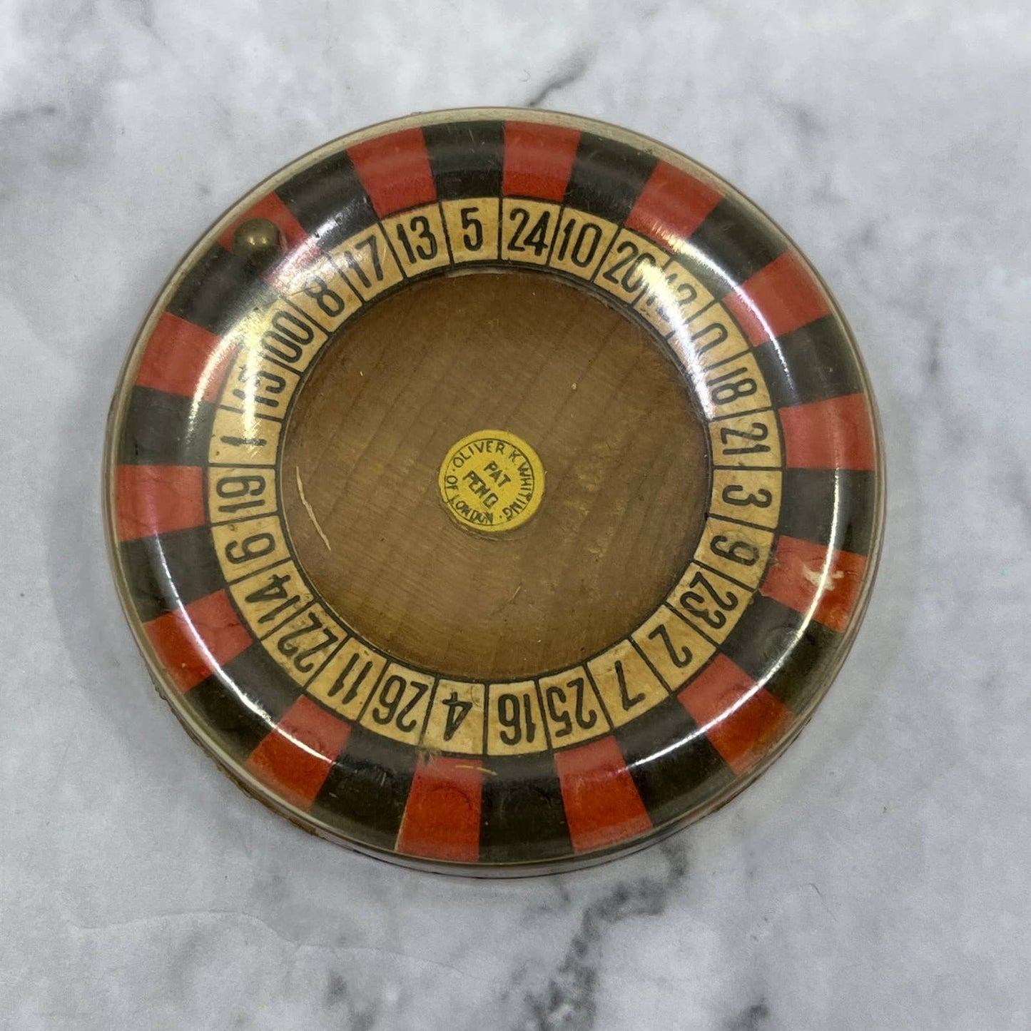 Oliver K. Whiting of London Mini Roulette Wheel Good Luck Charm 2.5”SE7