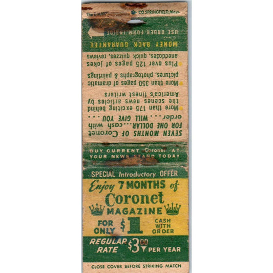 Vintage Matchbook Cover Coronet Magazine SE5