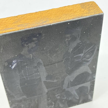 Photograph Engraving Typeset Print Block Military Soldiers Shake Hands  5x4” TE7