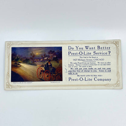 1920s Blotter Card Prest-O-Lite Horse and Carriage Chicago IL SC8