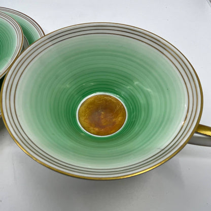 Arzberg Bavaria MCM Green Concentric Rings Trio Tea Cup Saucer Dessert Plate TI3