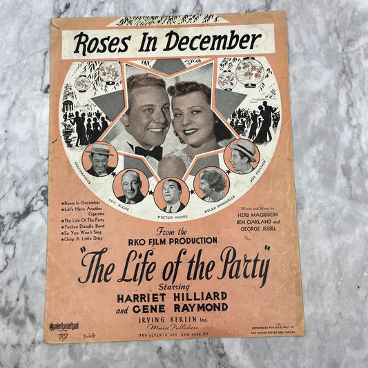 1937 Roses in December Sheet Music Magidson Oakland Jessel V38