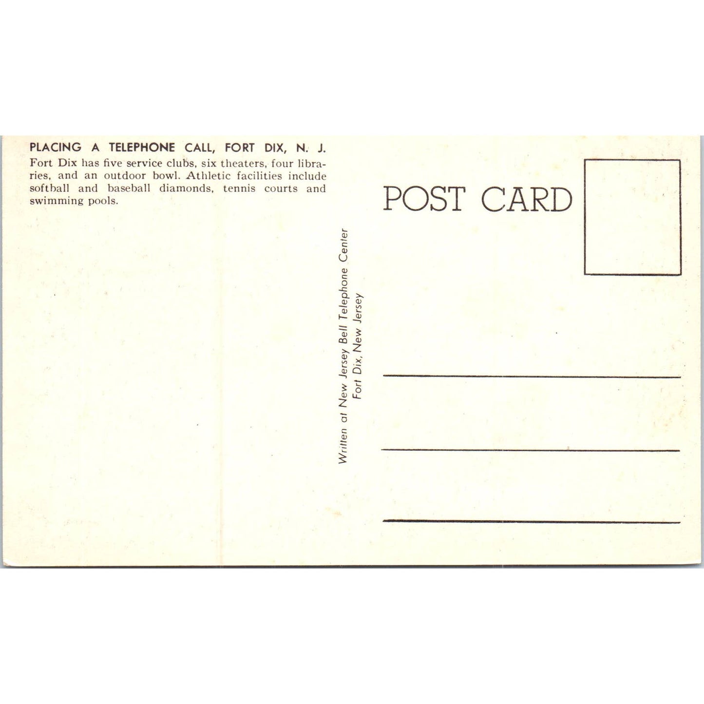 Placing a Telephone Call, Fort Dix NJ Original Postcard TK1-P18