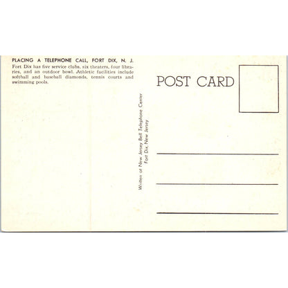 Placing a Telephone Call, Fort Dix NJ Original Postcard TK1-P18