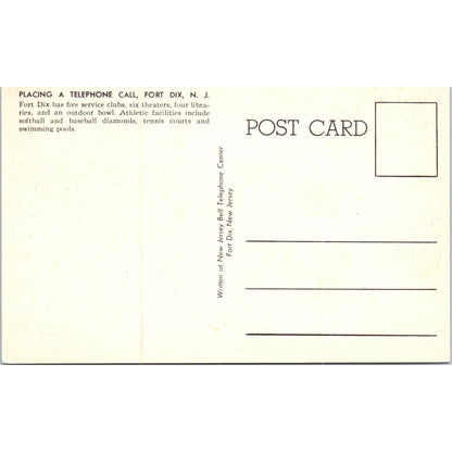 Placing a Telephone Call, Fort Dix NJ Original Postcard P2-8