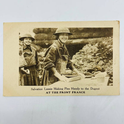 c1918 Postcard WWI Salvation Army Woman Cooking Front Line France Trench PA9