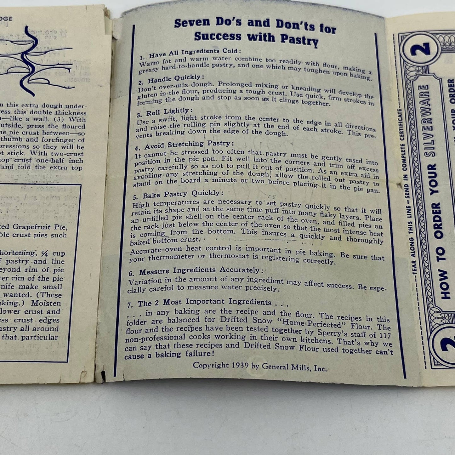 1939 General Mills Martha Meade Guide to Entertaining Recipe Fold Out Book SC5