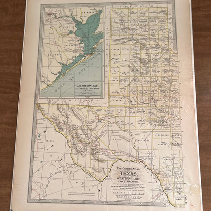 Antique 1897 The Century Atlas Map of TEXAS SET OF 2 Engraved 12.5 x 17” FL5