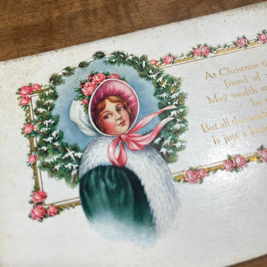 c1900 Embossed Victorian Poem Whitney MA Christmas Greetings Postcard PA2