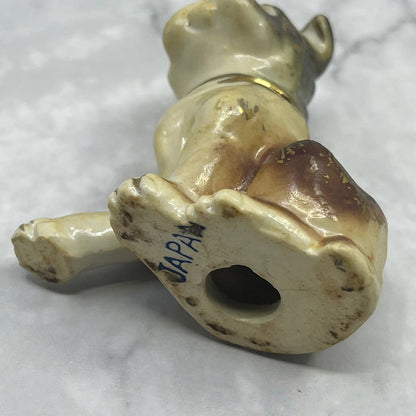 Vintage MCM Hand Painted Bulldog Dog Bone China Figurine 2.5” SE1