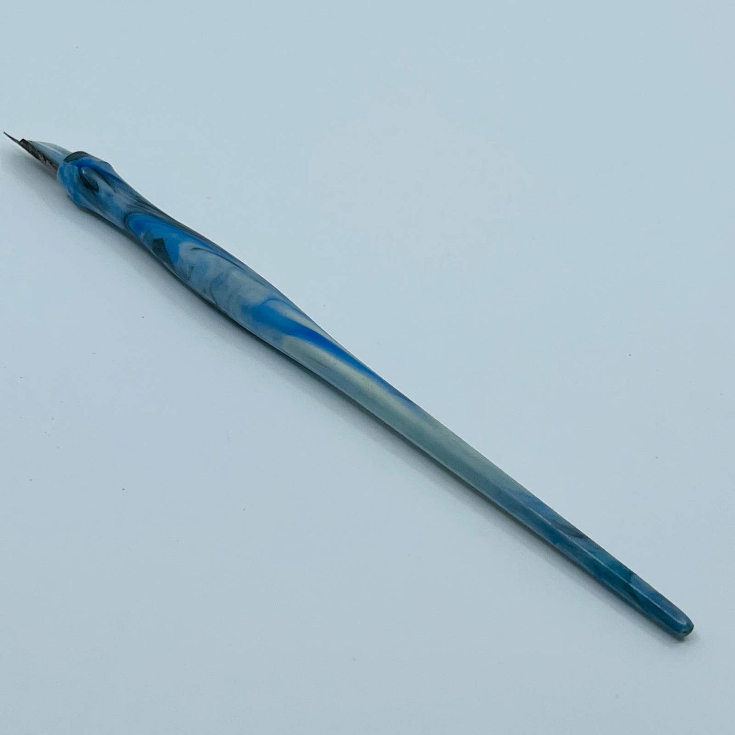 Vintage Fountain Blue Tie Dye Dip Pen Celluloid #6 Nib SB9