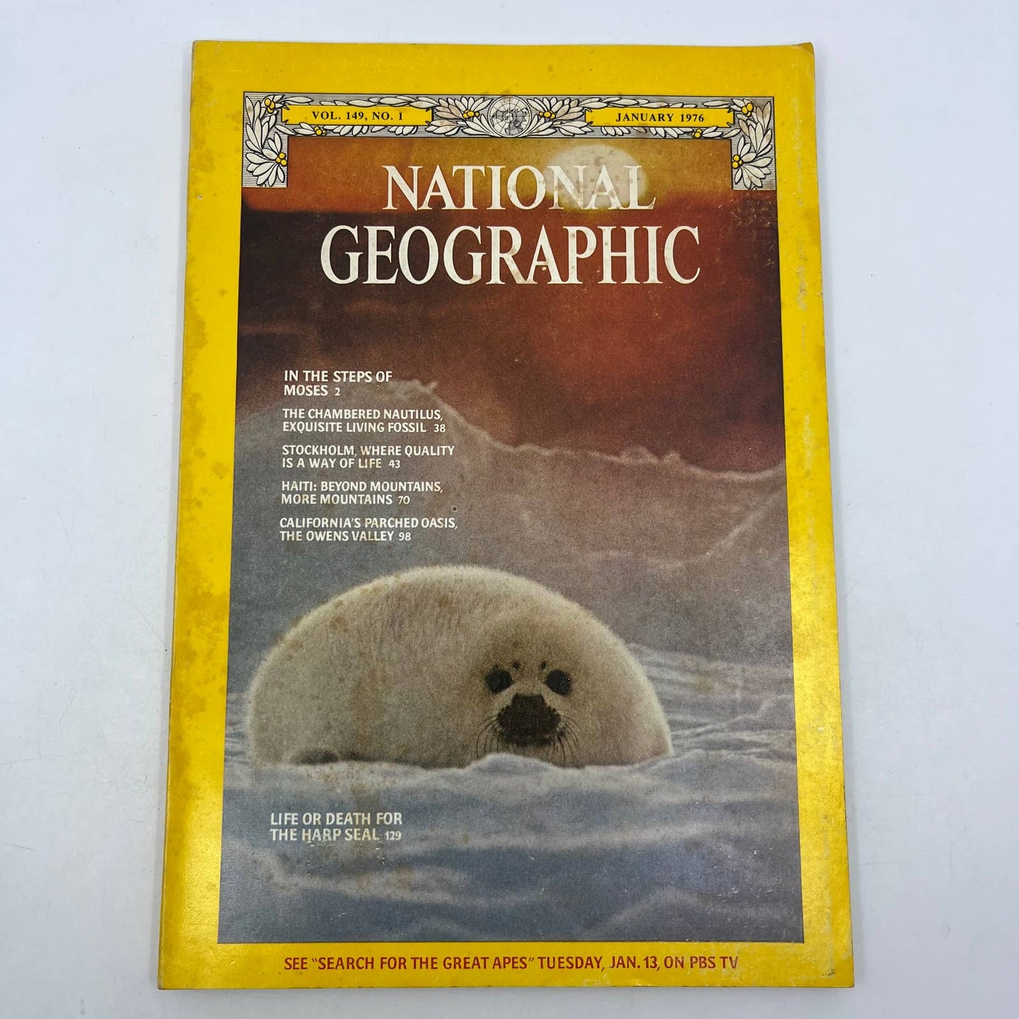 1976 Jan National Geographic Magazine Life or Death for The Harp Seal, Haiti TH3