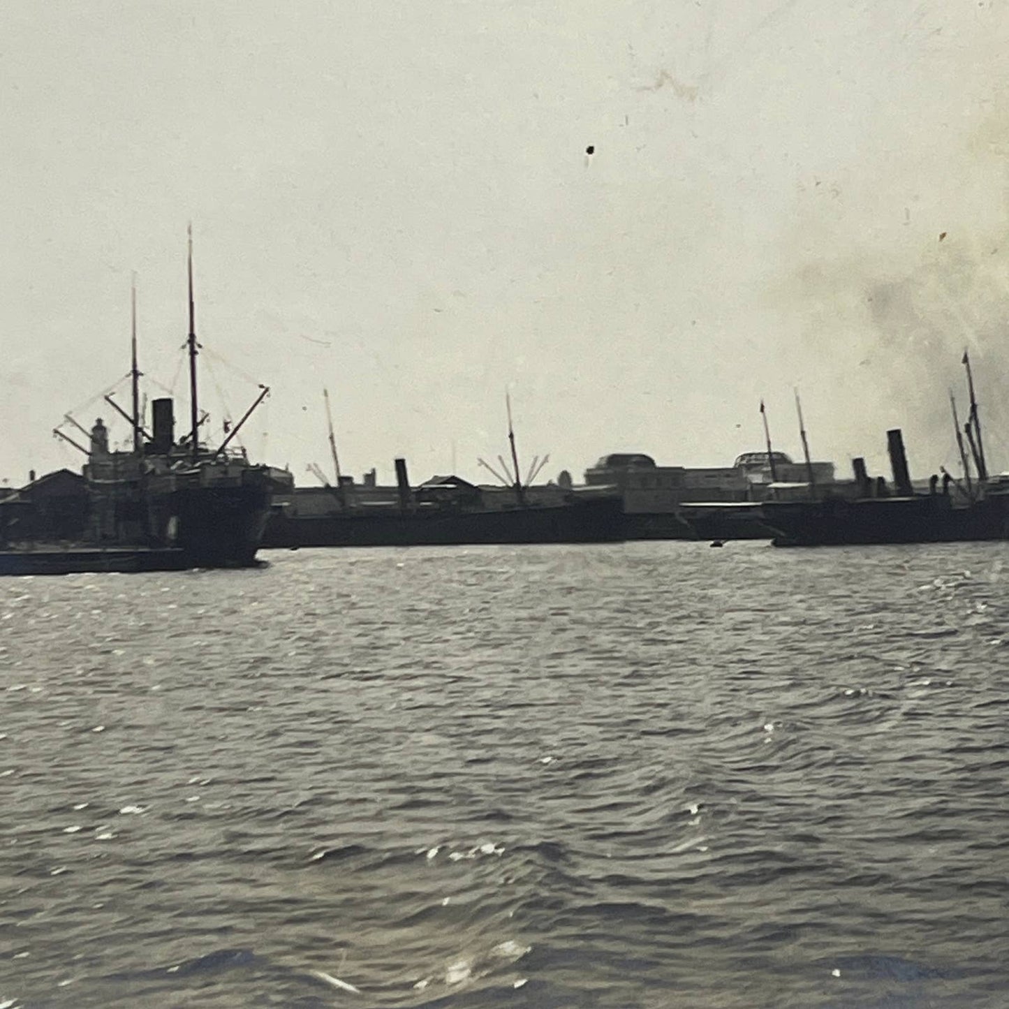 1903 Original Sepia Photograph Ships in Veracruz Harbor Mexico AC7