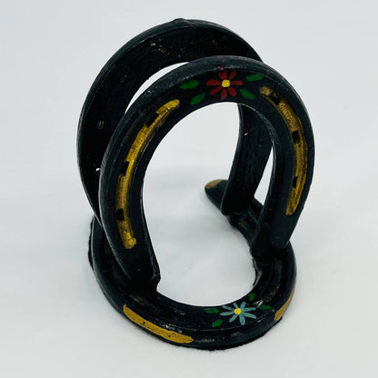 Vintage Cast Iron Hand Painted Horseshoe Napkin Holder TD9