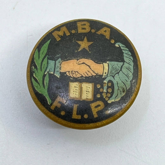 Antique M.B.A. F.L.P. Modern Brotherhood of America lapel stud button SE1