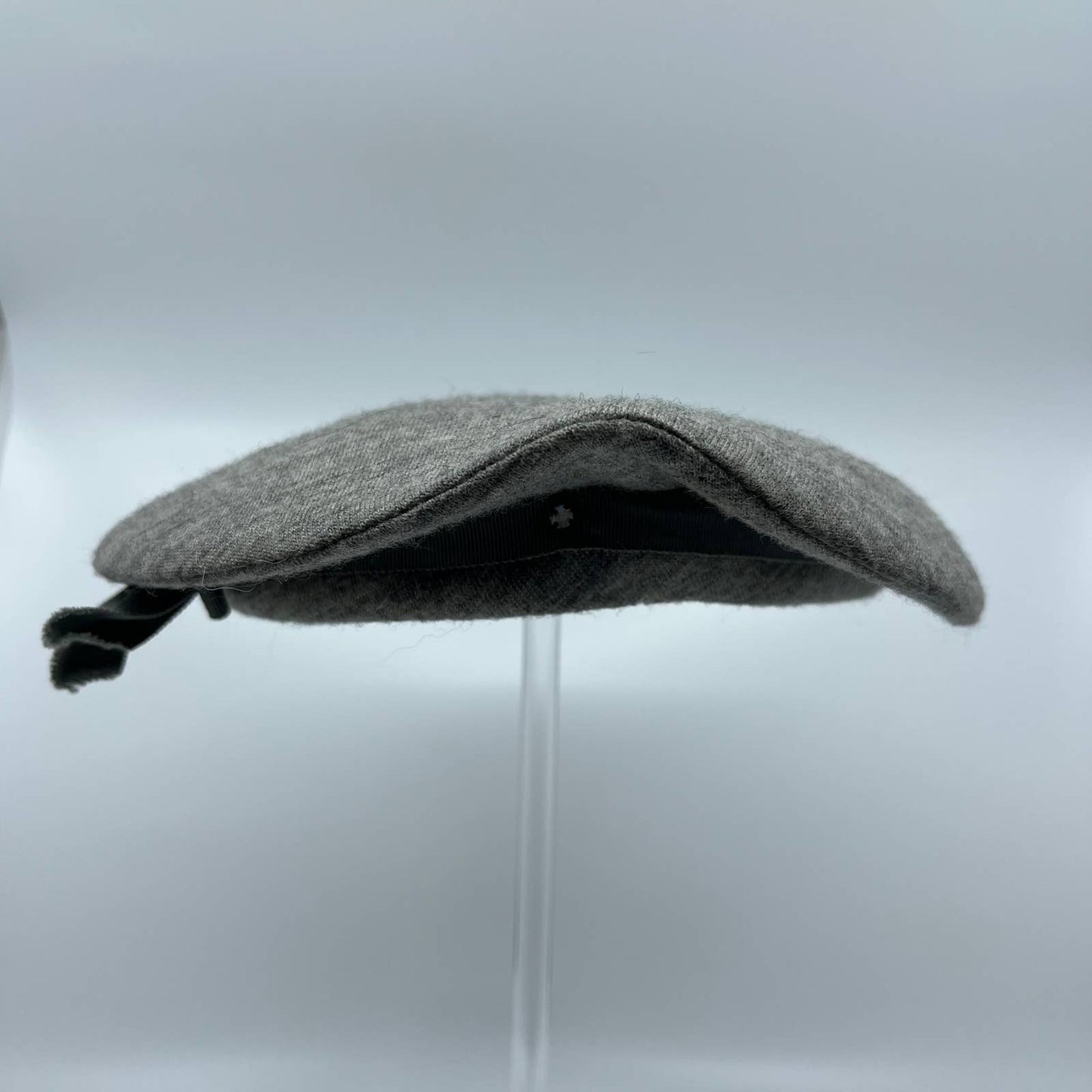 Vintage Gray Knit Beanie Beret with Bow & Rhinestone Some Wear  HB1