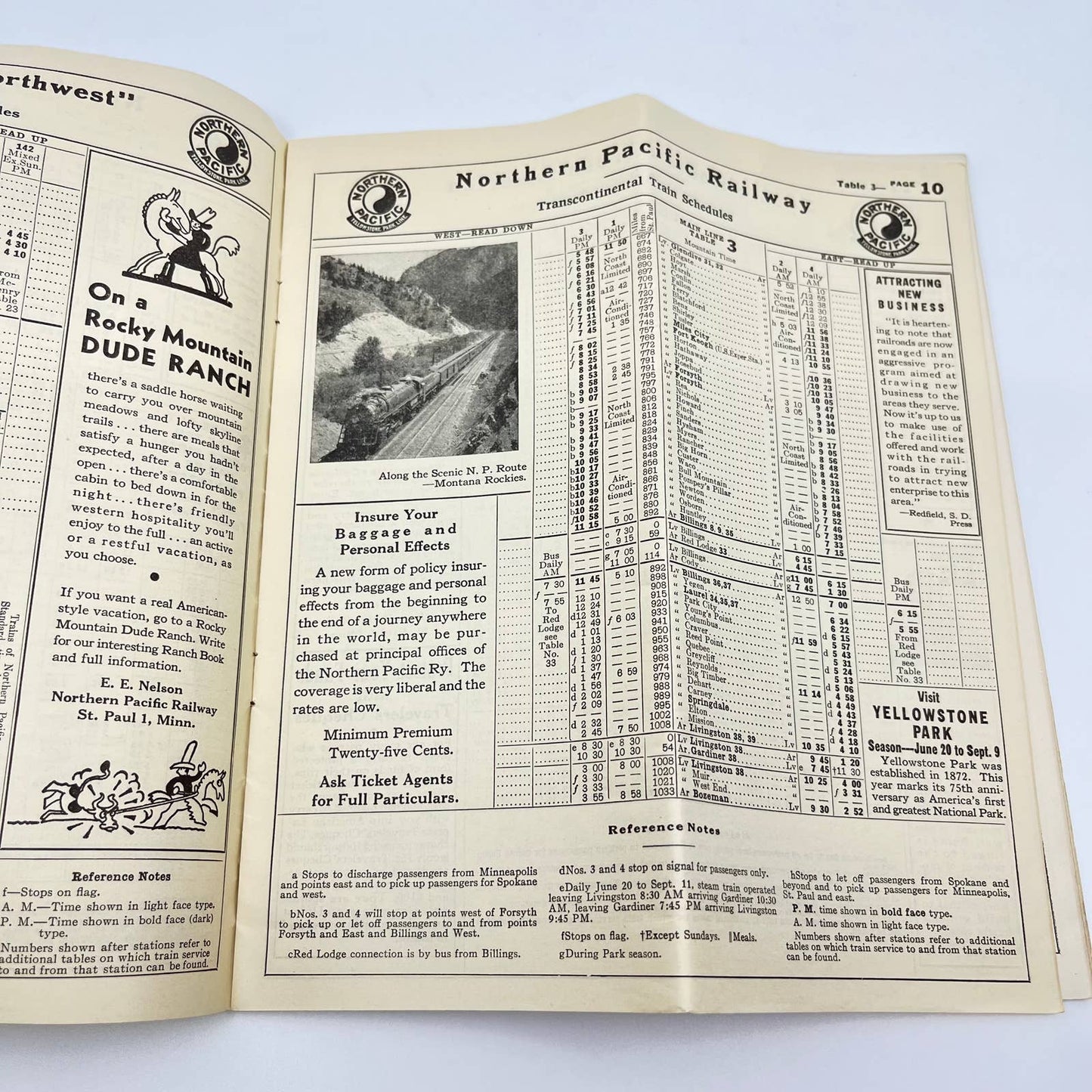 1947 Northern Pacific Railway VistaDome North Coast Passenger Train Schedule TF7